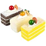 LHCHGEN 3pcs Faux Slice Cake Small Fake Donuts Realistic Simulated Faux Cake Fake Desserts Food Fake Slice Food Realistic Fake Food for Bakery Shop Wedding Photography Decoration Model Kitchen (#1)