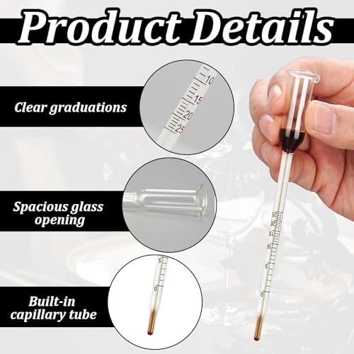 Miniatura 3 de 1 Vinómetro Para Vino,Medidor De Alcohol De Vidrio 0-25 , Hidrometro,Termometro Vino,Para Hobbybrauer Y Amantes Del Vino,Construcción Robusta