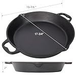 17 inch Pre-Seasoned Cast Iron Skillet with Dual Assist Handles, Heavy Duty Cast Iron Pan for Grill, Stovetop & Induction, Oven Safe Cookware - Image 2