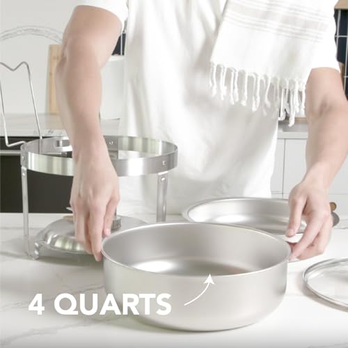 Alpha Living Chafing Dish Buffet Set of 4 – Complete Stainless Steel Chaffe Buffet Set with Glass Lids, Chafing Fuel Holder – Elegant and Practical Warmer Trays for Buffet, Wedding, Catering Supplies by ALPHA LIVING - Image 3