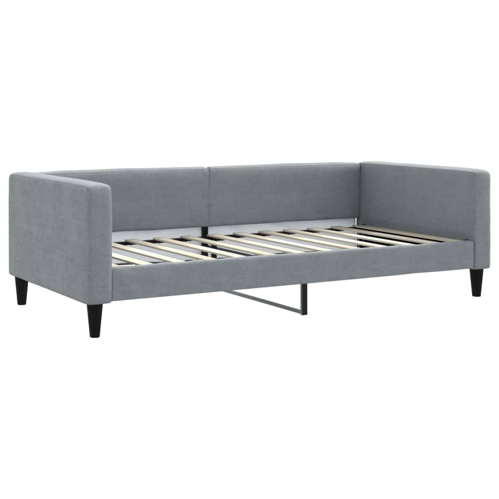 Cama Gigogne 100 x 200 cm con colchón gris claro | Sofá Convertible 2 en 1, tejido duradero, estructura de madera y metal, para salón o dormitorio