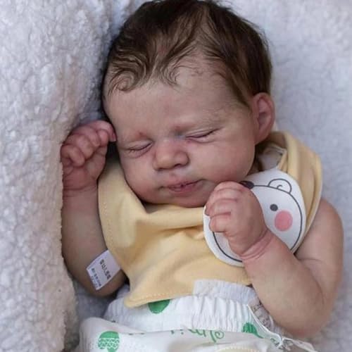 RXDOLL Asleep Reborn Babypuppen Silikon Ganzkörper Mädchen 18 Zoll Realistische Neugeborene Puppe Wasserdicht Lebensechte Babypuppen, die Echte Silikon Babies Puppe für Mädchen Geschenke – Bild 3