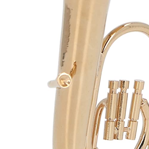 Mini tuba en laiton plaqué or avec base | Splendide décor de bureau - 3