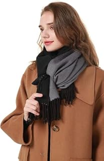 MEANBEAUTY Women's Scarf Cashmere Feel Shawl Warm Winter Pashmina Wedding Party Wrap Two-Color Large Blanket Scarves