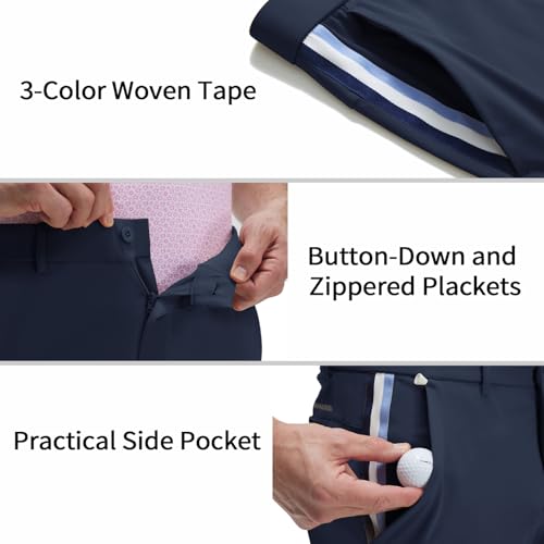 M MAELREG Golf Pants Men Lightweight Quick Dry Slacks 30"/32"/34" Stretch Dress Pants Pocket Casual Travel Business Navy — view 5