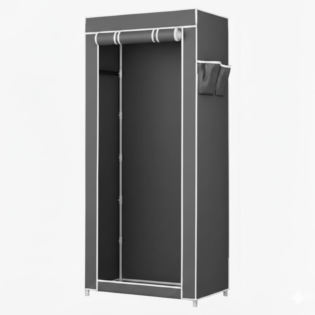 EASY BUY Grey Shoe Rack Cove only, 6 Shelves Cover with Zip Door Cover & Side Pocket | Dustproof-image-26