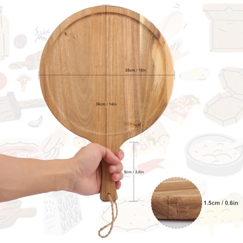 Set de 4 tablas redondas de madera 14 pulgadas con mango miniatura 2