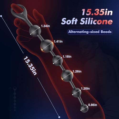 Image of BEISAR 15.35 inch Anal Beads Butt Plug - Alternating-Sized Prostate Massager Anal Vibrator with APP, Liquid Silicone Anal Plug with 10 Vibration Modes Anal Toys Waterproof Male Sex Toys S&M Whips