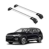 Erkul Roof Rack Cross Bars for Hyundai Santa Fe 2019-2023 | Anti-Theft Lock Aluminum Crossbars for Rooftop, Cargo Carrier, Luggage, Kayak, Canoe, Bike | Silver