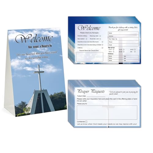 Remerabel 101 Pcs Church Visitor Cards Church welcome cards 1 Welcome to Our Church Sign and 100 Pcs 4 x 6 inch Prayer request cards Church connection for Church Greeting Praying (English)