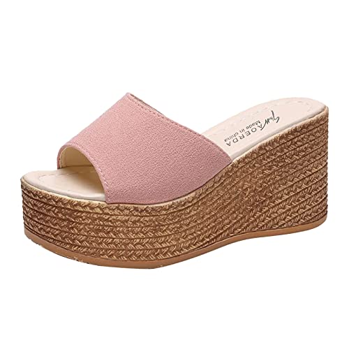 Genérico Sandalias Adolescente Chica Sandalia Para Hombre Zapatillas de cuña informales con punta en el dedo del pie, zapatillas, zapatos para mujer, sandalias Sandalias Hombre Talla (Pink, 41)