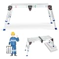 LEADALLWAY Adjustable Work Platform Foldable Step Stool 33in(L) x12in(W) x20in(H) Aluminum Platform Ladder with One-Touch Automatic Fold, 500 Lbs Capacity