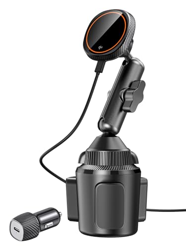 EXELIQ for Qi2 15W Magsafe Car Mount Charger Car Cup Holder Wireless Car Phone Charger Heat Dissipation Fan Fast Charging Magnetic Phone Holder for iPhone 17 16 15 14 13 12 [PD 30W Adapter]