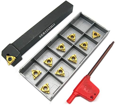 1/2" Lathe Threading Tool SER1212H11 with 10pcs 11ER AG60 Threading Inserts for External Threading Holder CNC Turning Tool