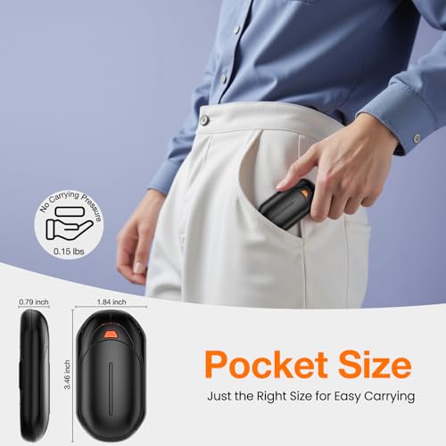 AI Hand Warmers Rechargeable 2 Pack, AI Smart Chips Electric Hand Warmers, 20Hrs Long Safe Heat, Portable Pocket Heater, Gifts for Christmas, Outdoor, Golf, Hunting, Camping Accessories -Black - Thumbnail 6