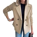 Women's Lapel Button Knitted Patchwork Sleeve Casual Coat Cropped Sweater Blazer Patchwork Jacket Business Work Coats