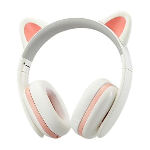 Censi Music Headset Headphone Creative Cat Ear Stereo Over-Ear Game Gaming Bass Headset Noise Canceling Headband Earphone with MIC Rechargeable Port for Bluetooth 4.0 Device (Bluetooth) Cover