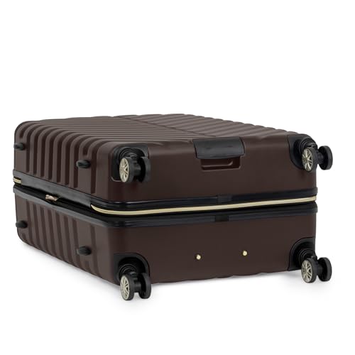 Image of Kenneth Cole REACTION Women's Madison Square Hardside Chevron Expandable Luggage, Chocolate Brown, 28-Inch Checked, Kenneth Cole Reaction Women's Madison Square Hardside Chevron Expandable Luggage