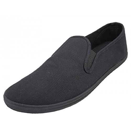 Mens Canvas Shoes Slip on Sneakers, Black 8.5