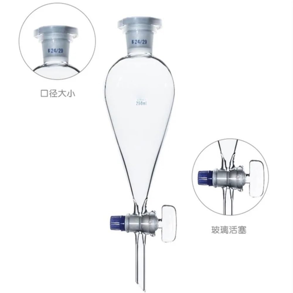 Separatore a forma di pera in vetro borosilicato ad alta densità 24/29 con tappo conico standard in, forniture da laboratorio Attrezzature da laboratorio