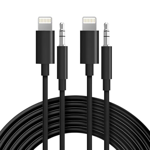 Aux Cord for iPhone,[Apple MFi Certified] Lightning to 3.5 mm AUX Cable for Car Stereo, Speaker, Headphone, Auxiliary Audio Cable Compatible with iPhone 14 13 12 11 XS XR X 8 7 3.3FT 2Pack Black