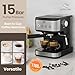 SUPERLEX Espresso Machine Coffee Maker with Milk Frother Automatic Bean to Cup Coffee Machines Stainless Steel 15 Bar for Cappuccino Latte Macchiato Barista Style Drinks 1.5L Water Tank