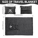 Travel Blanket and Pillow-2-in-1, Ultra-Soft&Compact, One-Piece Airplane Blanket with Hand Luggage Belt and Backpack Clip,Travelers Accessories Gifts, 61x43 Inches (Dark Grey) - Image 2