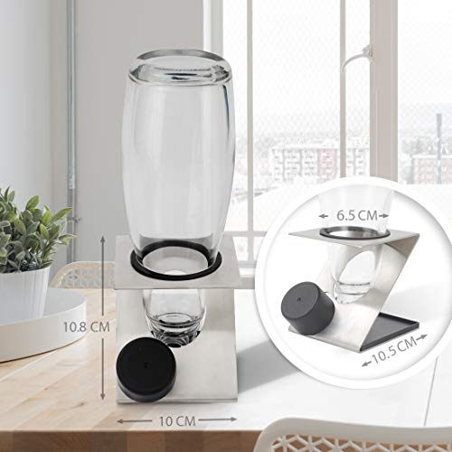 Levivo Holder/Drying Rack for Home Soda Maker Bottles, Stainless steel, abs plastic, Silver, Medium