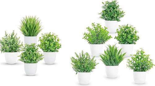 Dekorly Artificial Plants Small Fake Potted Plants,Mini Eucalyptu...