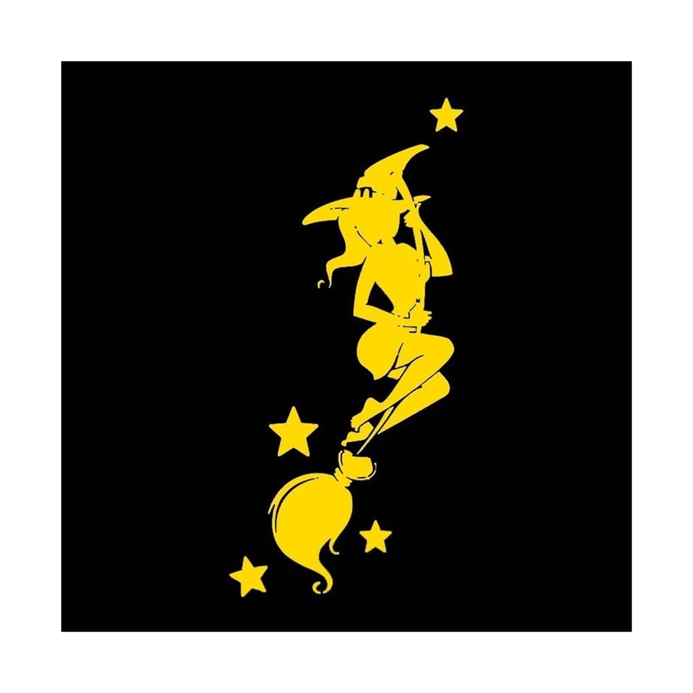 Bertdcx Yellow Auto Accessory Car Stickers Vinyl Decal Witch Driving Motorcycle Decorative Accessories(Yellow)
