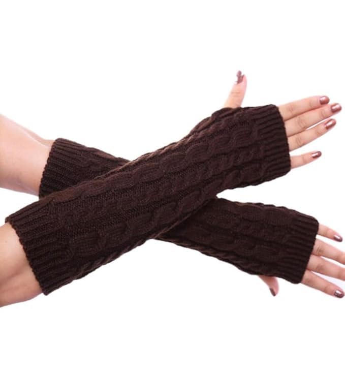 Women's Cable Knit Arm Warmer Fingerless Gloves With Thumb Hole - Cool Evening Party Arm Warmers Sleeves-picture-27