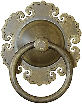 Classic Round Door Knocker, Solid Brass Knockers Outdoor Fence Handle Pull Ring, for Factory Farm Farmhouse Courtyard, 6cm 21cm Optional Decor (Brown S 6CM 2.36INCH)