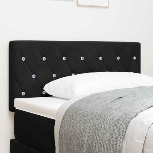 Yunovire Cabecero LED negro de 100 cm de poliéster acolchado con tiras de luz RGB, altura ajustable, diseño moderno para dormitorio, duradero