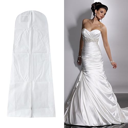 1 piece of non-woven dust cover, with 1 piece of shoe storage bag, Zip clothing protector, household clothing storage bag, foldable protective cover, suitable for wedding dresses - Image 4