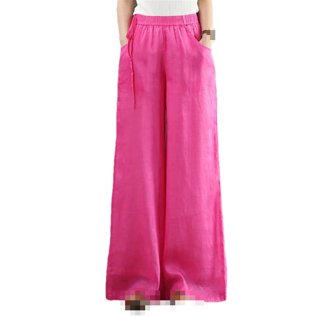 Deepsko Womens Spring and Autumn Loose Solid Color High Waist Elastic Wide Leg Pants