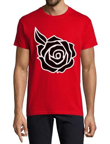 T-shirt Black Rose Art homme rouge en coton doux anti-irritation