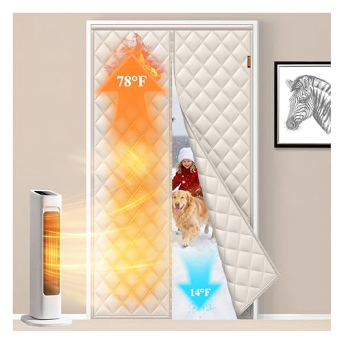 MAGZO Quilted Thermal Insulated Door Curtain, Fits Door Size 30"