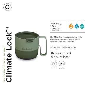 klean kanteen rise mug insulated stainless steel coffee & tea mug, splash proof lid, 14 oz, sea spray
