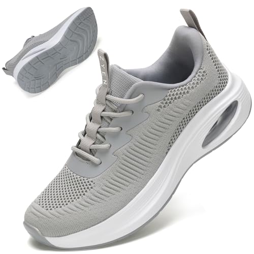 ZYEN Wide Fit Trainers for Women Air Cushion Extra Wide Fit Road Running Shoes Non-Slip Athletic Sneakers Breathable Lightweight Gym Workout Trainer 88112 Full Grey 38