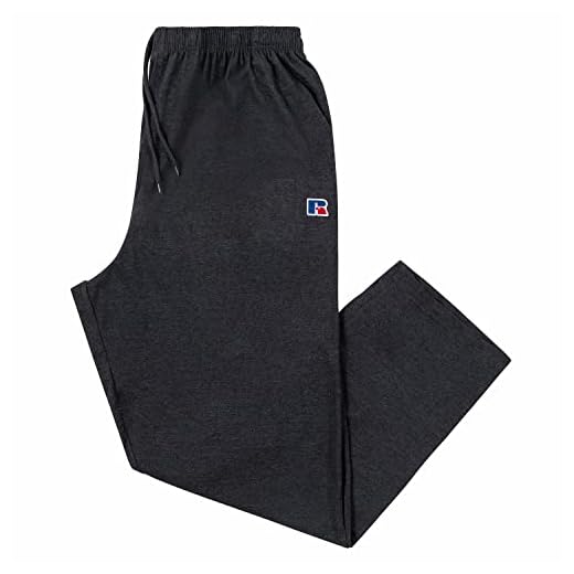 Russell Athletic Mens Big and Tall Open Bottom Lounge Pants - Jersey Sweatpants Charcoal