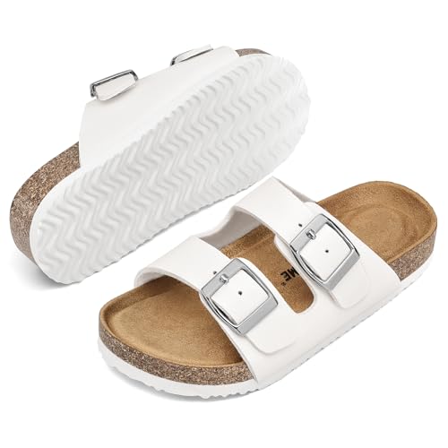 Image of K KomForme Kids Sandals Boys Girls Slide Cork Footbed Slipper with Adjustable Straps for Little Kid /Big Kid
