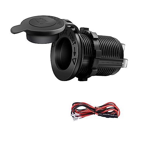 PPpanda 12v Steckdose,Zigarettenanzünder, Wasserdicht Marine Grade 12V Gleichstrom-Feuerzeugsteckdose Steckdose für Boot Motorrad Auto, mit 0,6m Anschlusskabe