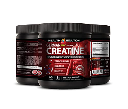 Pre Workout Natural Caffeine Free - German Creatine - Dietary Supplement, German Creatine, Creatine For Muscle Gain, Creatine Monohydrate Powder Unflavored, Muscle Booster 1 Can 300 Grams 60 Servings #TOP21