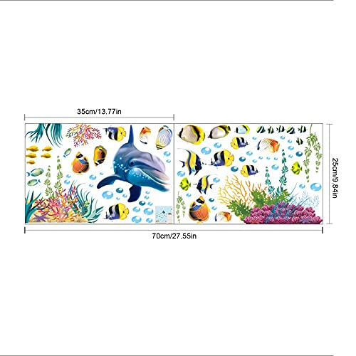 Watercolor Ocean Blue Whale Wall Decal, Dilibra 3D Under The Sea World Life Marine Animal Fish Wall Decor, Underwater World Art Wall Sticker Wall Decoration Decal For Kids Bedroom Nursery Bathroom #TOP6