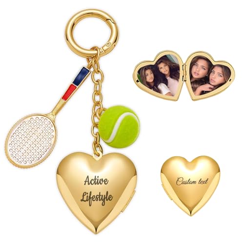 Ckchilie Heart Locket Keychain & Tennis Bag Charm for Women