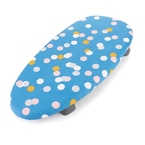 Minky Homecare Therma-Lite Table Top Ironing Board - Space Saving Small Ironing Board with Folding Feet - Lightweight and Compact Mini Iron Table, Ideal for Small Spaces - Blue Spots, 27.5 x 13.3 by Minky - Used condition - US$18.69