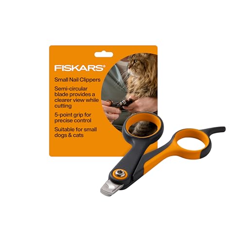 Fiskars Pet Small Pet Nail Clippers, Cat and Dog Nail Trimmers for Grooming, Pet Supplies with Precision Stainless Steel Blades & SoftGrip Handle, 4.25”, Orange/Black