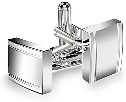 Jewelry Stainless Steel Classic Tuxedo Shirt Cufflinks for Men Unique Business Wedding White (Sliver)