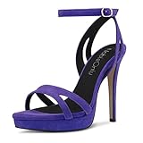 nobleonly donna spillo alto high tacco heel aperte sulla punta cinturino alla caviglia fibbia sandali casual feste dress clear scarpe 12 cm heels viola 39 eu