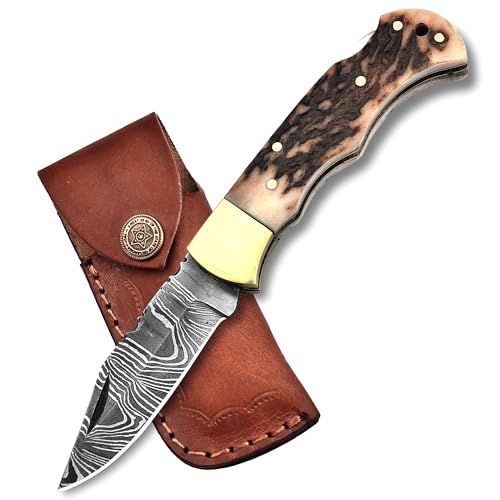 Skokie Knives Handmade Damascus Folding Knife – 7.5" EDC Pocket